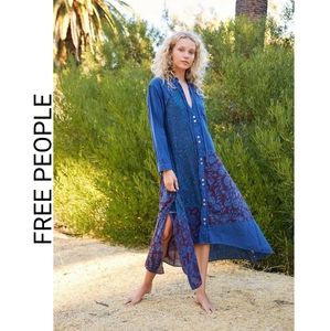 Free People Blue and Purple Maxi Dress